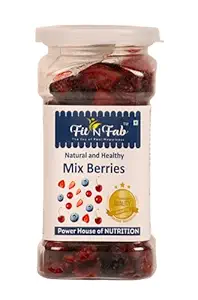 Fit N Fab mix berries | 4+ berries mix | strawberries, blueberries, cranberries, cherries assorted fruit | mix natural dried berries | healthy snack for kids and adults -(120 gm)