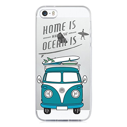 JAMMYLIZARD   Carcasa Para   iPhone 5 5s y iPhone SE   Transparente De Silicona Sketch Back Cover  VW SURF VAN