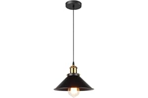 iDEGU Lampada a Sospensione Industriale 22CM Lampada da Soffitto Vintage Stile Edison E27 Lampadario a Sospensione Retrò per Soggiorno Sala da Pranzo Cucina Bar Ristorante (1 Pezzo, Nero)