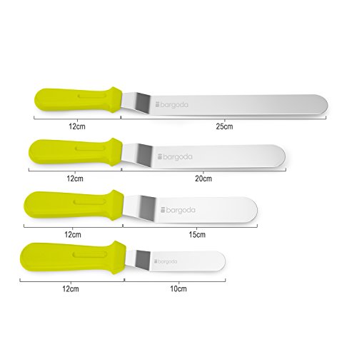 bargoda® Winkelpaletten premium (4er Set) – S/M/L/XL – hochwertige Verarbeitung – Streichpalette/Glasurpalette zum Kuchen & Torten bestreichen (Grün) - 3