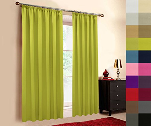 Hochqualitativer Verdunkelungsvorhang nach Maß, Kräuselband, Schlaufen, 25 Farben, Thermovorhang Vorhang nach Maß, Gardinen nach Maß, Light Green (155cm)