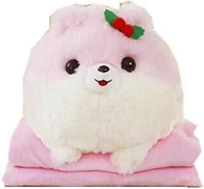 Cute dog pillow, cushioned coral flock blanket (Pink)
