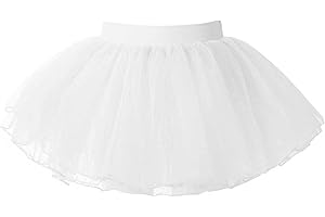 Yeahdor Tutu Enfant Fille Jupe Orné de Paillettes Étoile Brillant Volant Mignon Jupette Tulle Courts Jupons Trois Couches Jupe Danse Ballet d'anniversaire Party Carnaval