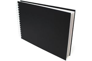 Artway Studio - Cuaderno de dibujo A3 encuadernado en espiral - Apaisado - 96 Caras/48 Páginas de papel de 170 gsm - Cuaderno de dibujo negro de tapa dura