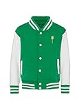 Brand88 The King's Hand, Kinder-Baseball Jacke, Gruen/Gold, 7-8 Jahre