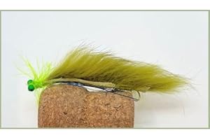 TROUTFLIESUK Olive Beadeye Fishing Fly, 4 Pack Olive Beadeye Snake Flies, Size 10, Rear Hook, Fly Fishing, Bead eye Lures.