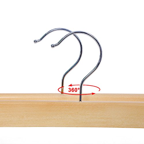 Songmics 8 x Holz Kleiderbügel Hosenspanner Hosenbügel für Hosen/Röcke rutschfest aus Schima-Holz 35,5 cm CRW008-8 - 5