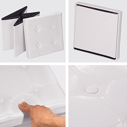 TecTake 38x38x38 cm Faltbarer Sitzhocker Aufbewahrungsbox Sitzwürfel mit Stauraum Kunstleder weiß - 6