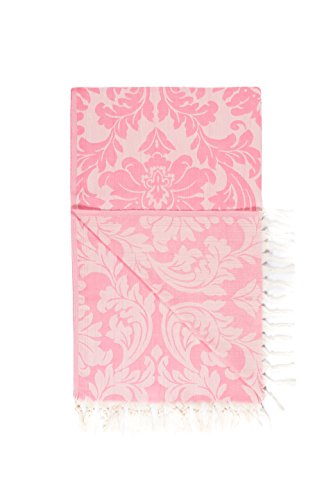 Hamamtuch, Pestemal, Design Blume, 100*180 cm, 100 % Baumwolle, Saunatuch, Frottiertuch, Badetuch (Rosa)