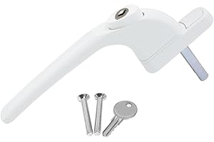 SHIELD HARDWARE uPVC Universal Window Handle Inline Locking Espag Double Glazing White 10mm
