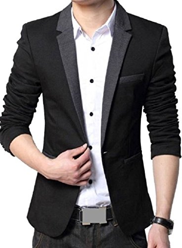 Menjestic Mens Slim Fit Designer Blazer With Grey Lapel Available In Black And Grey /2 Colors RS.2050 (71.00% Off) - Amazon