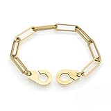 AMZPARTNER Armband Handschellen Lange Glieder Für Herren (21 cm) und Damen (18,5 cm). In 3 Farben erhältlich.