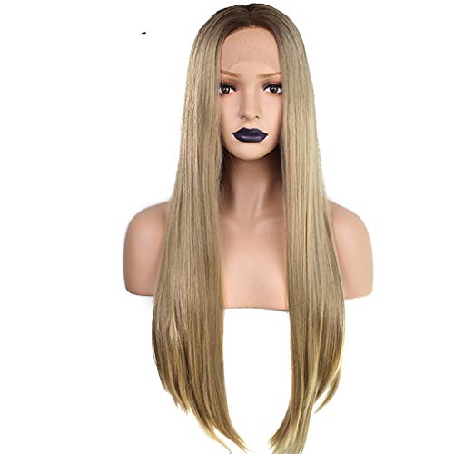 DONGLU Peluca Larga Recta Peluca sintética del Pelo sintético del Pelo sintético Que Juega con el Casquillo de la Peluca (Color : A, Tamaño : 20 Inches)