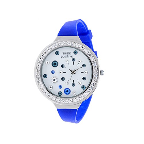 Orologio Donna, Think Positive, Modello SE W91 Acciaio, Cinturino Di Silicone, Orologio Analogico Fashion, Blu