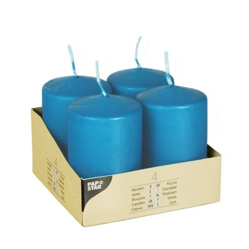 4 Stumpenkerzen Ø 50 mm · 80 mm türkis
