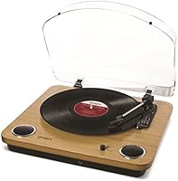 ION Audio Max LP Record Player - Vinyl turntable with USB digital conversion Audio and built-in stereo speakers - Wood