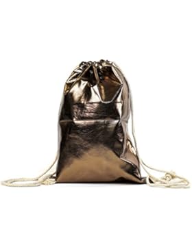 MEGASTYL Tasche Sportbeutel Turnbeutel Rucksack Metallic-Farben Hipster Rosé Gold Silber Bronze Schwarz Pink Rot