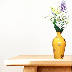 Bright Gifts Crafts Decor Metal Flower Vase (12 X 4 Inches, Yellow)
