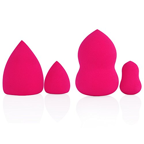 amoore Pack of 4 Makeup Sponge Makeup Applicator Latex-free Foundation Sponge Makeup Blender Set (RED)