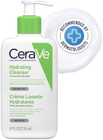 CeraVe lozione detergente idratante per pelli da normali a secche, pulizia delicata per il corpo e il viso, con 3 ceramidi essenziali e ialurone 236 m