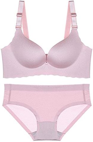 WEATLY Womens Seamless Wirefree Bra Underwear Set Push Up Bra Set 3/4 Cup Everyday Bra (Color : Purple, Size : 36AB)