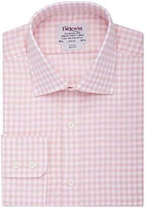 T.M.Lewin Men's Slim Fit Light Pink Block Check Oxford Shirt 16"