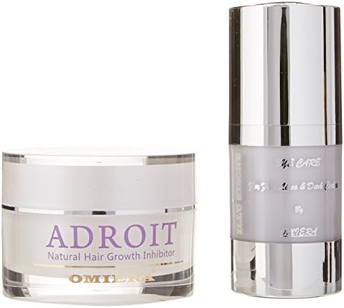 Omiera Illumizone Anti Ageing Eye Serum for Dark Circles & Adroit Facial Hair Inhibitor Cream for Treatment of Ingrown Hairs Set, 2 Pieces