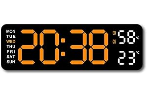 LZYWOD Reloj de pared digital, reloj de pared grande de 13 pulgadas, calendario digital, reloj digital de pantalla grande, reloj digital LED con control remoto, regulador de cuenta regresiva con temperatura