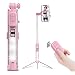 Produktbild MiniGreen Bluetooth Selfie-Stick 360° Drehung Extendable Selfie Stick mit LED Füllen Fill Licht Selfie-Stange mit Faltbare Stativ Integrierte Abnehmbare Drahtlose Fernbedienung - 110CM, Pink