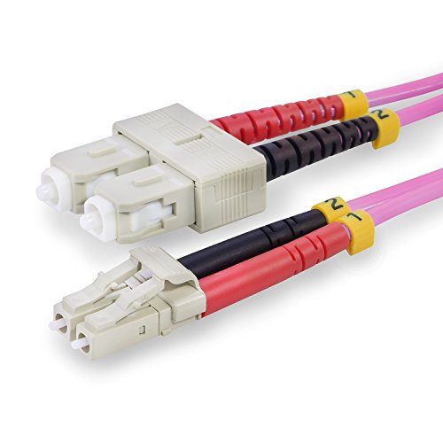 TPFNet Premium 5,00m LWL Kabel – LWL Patchkabel OM4 SC/LC – LWL Multimode Patchkabel OM4 SC/LC – LWL Netzwerkkabel OM4 SC/LC – LWL Duplex Patchkabel OM4 SC/LC – Lichtwellenleiterkabel OM4 SC/LC – Glasfaser-Netzwerkkabel – LWL Fiber Channel (SC Duplex Stecker an LC Duplex Stecker- 50/125µm – für 10 Gigabit/s) – Violett - 2