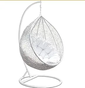 City Outdoor Furniture_Single Seater Swing Chair with White Stand & White Cushion & Hook Outdoor & Indoor