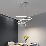 Lámpara colgante regulable con control remoto, Potencia: 67W, Voltaje: 220-240V, Lúmenes: 3600 lm, Diseño de lámpara de iluminación interior LED, Con el control remoto puede ajustar la temperatura del color (2700K-6500K) y el brillo (5% -100%) de la luz de la lámpara colgante de techo.