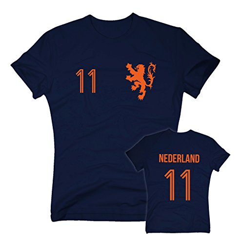 HOLLAND Trikot – Herren T-Shirt EM 2016 – mit Wunschnummer – Nederland Niederlande – von SHIRT DEPARTMENT, XXXL, dunkelblau