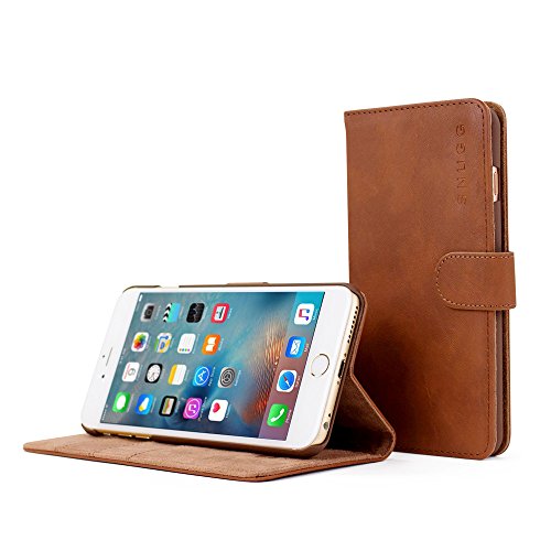 iPhone 6s Plus Case, Snugg - Brown Leather iPhone 6s Plus Flip Case [Lifetime Guarantee] Premium Wallet Phone Cover with Card Slots for Apple iPhone 6s Plus