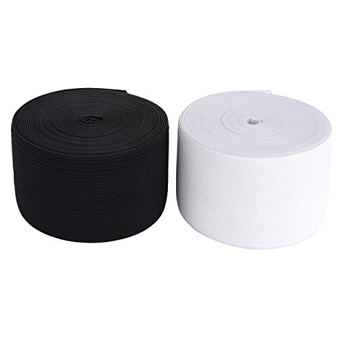 eBoot 2 Zoll Breit Gummibänder Spule Nähen Band Flach Elastische Schnur, 5,5 Yard, Weiß und Schwarz, 2 Stück - 5