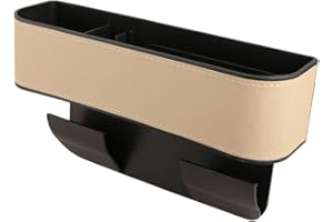 Qirc Autositz-Lückenfüller, multifunktionaler Autositz-Organizer, Konsolen-Seitentasche, Aufbewahrungsbox mit Getränkehalter, verbesserter Organizer zwischen den Vordersitzen 1 Stück (beige)