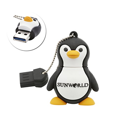 Preisvergleich Produktbild SUNWORLD Pinguin 32gb USB 3.0 Stick Figur Speicherstick Datenspeicher mit Schlüsselanhänger für kinder Schwarz