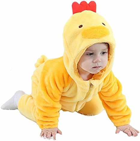 Cute Chicken Easter Unisex Baby's Winter Flannel Pajamas Suit Cosplay Costume Animal Romper Onesie Outwear Sleepwear Nightwear Outfits (9 - 12 Months (80cms))