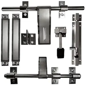 CIRCLE Stainless Steel Door Accessories Set | Door kit| Door Fittings Full Set | Door Hardware Accessories Kit |Gate Hardware| 1 Al Drop, 1 Latch, 2 Handles, 1 Tower Bolt and 1 Door Stopper