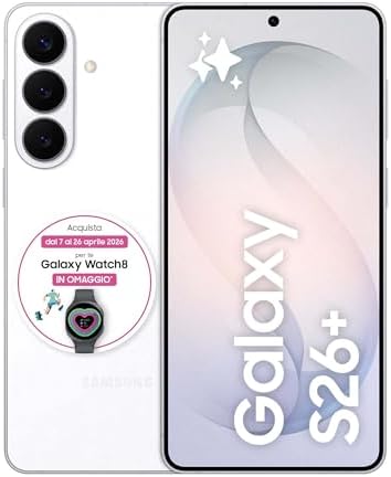Samsung Galaxy S26+ Smartphone AI, 512GB, 3 anni di Garanzia, Processore Avanzato, Assistente Foto, Creative Studio, Camera 50 MP, 4900 mAh, White [Versione italiana]