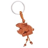 * Material: Caoba maciza NON Sharplace Anillo Llavero de Estilo Animal Colgante de Forma de Doce Signos del Zodiaco Chino Regalo Creativo para Amigos - 3