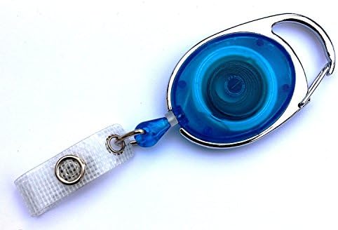 Carabiner Badge Holders,Dealzip Inc Pretty Carabiner Badge Holders Blue Translucent Carabiner Badge Holder Retractable Reels for Business Card ID Badge Holder Key Cards and Drive Cards-5pcs