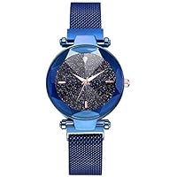 KINGDOME MA-2 Luxury Mesh Magnet Buckle Starry Sky Quartz Watches for Girls Fashion Clock Mysterious Blue Lady Analog Watch - for Girls