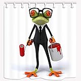 KOTOM Cortinas de Ducha de Animales, Rana con Barniz de Pintura roja Tela de poliéster...