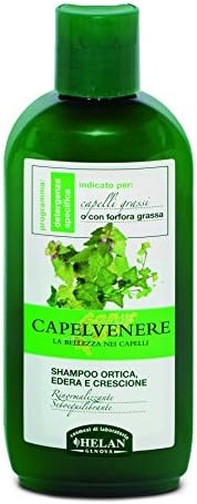 Capelvenere Natural Shampoo for Oily Hair with Dandruff, Nettle, Ivy &amp; Watercress, 98% Natural Vegan Friendly, SLS, SLES, Paraben, Preservatives and Colour Free, Frequent Wash, 200ml