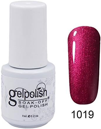 Gel Nail Polish,7ML Soak Off UV LED Gel Nail Polish Varnish Shinny Colour Nail Art Manicure Base Top Coat (7ML, 1019)