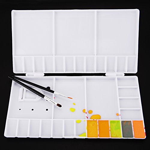 eBoot Klappbare Kunststoff Farbmischpalette und 49 Loch Malpinsel Halter Pinsel Veranstalter Plastik Rund Pinsel Halter, Weiß - 6