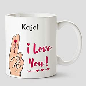 Buy Huppme I Love You Kajal Name Ceramic White Coffee Mug 330 Ml Online At Low Prices In India Amazon In