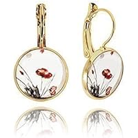 Klassische Goldfarbene Ohrringe mit Roter Mohnblume