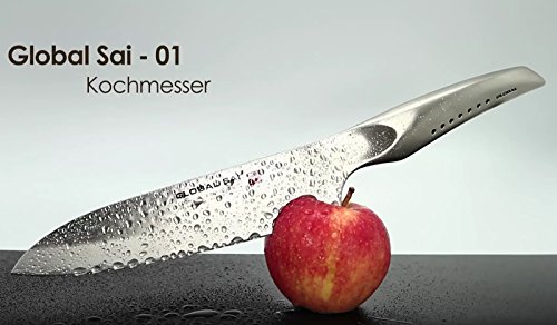 GLOBAL SAI-01 Kochmesser 19 cm geschmiedet mit Hammerschlagdesign inkl. PRYMO.de® Klingenschutz - 2